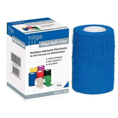 Afbeelding van Hoogga hecht kleur blauw 8 cm x 4 m uitgerekt, kokvrije (zelfklevend) elastische fixeerbinding, 2 pack (2 1 stuks)