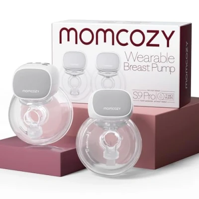 Afbeelding van Momcozy S9 Pro Bijgewerkte draagbare borstkolf, handsfree, langste batterijduur en LED display, elektrische borstkolf met 2 modi 9 niveaus 24 mm (grijs, tellen)