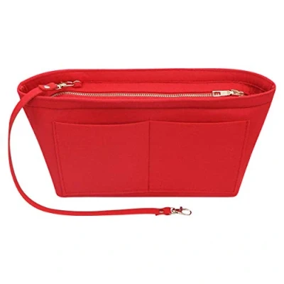 Afbeelding van Soyizom vilten handtas organizer portemonnee inzetstuk tas meerdere zakken tote bag in voor vrouwen (extra groot, rood)