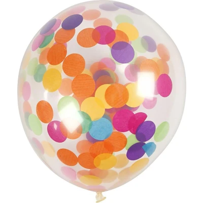 Afbeelding van Ballonnen, D: 23 cm, transparant, met confetti, 4 stuks