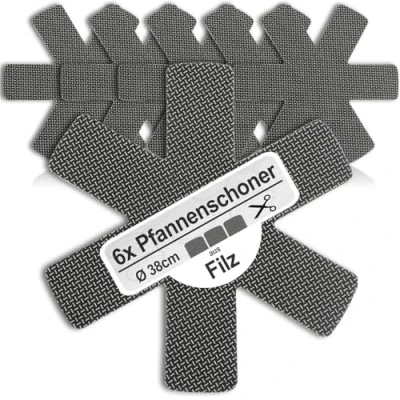 Afbeelding van COM FOUR® 6x pannenbeschermer van vilt ter bescherming tegen krassen pannenbeschermmat ook voor potten en schalen (06 stuks grijs premium)