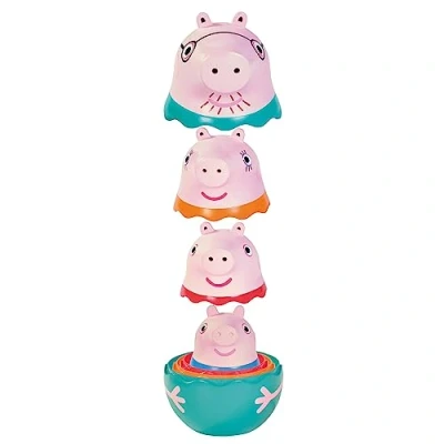 Afbeelding van TOMY Toomies E73526 Peppa Gigognes, badspeelgoed, Russische poppen, familie, Pig, papa, moeder, en George, vanaf 18 maanden, gemakkelijk te reinigen strand zwembadspeelgoed