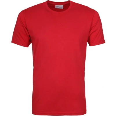 Afbeelding van Colorful Standard T Shirt Scarlet Red maat L Heren met Regular fit Pasvorm Duurzaam Suitable Herenkleding