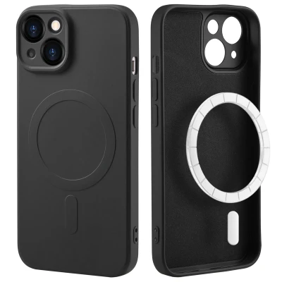 Afbeelding van Apple iPhone 14 MagSafe Hoesje Siliconen en TPU (zacht) iMoshion Softcase/Backcover Zwart Telefoonhoesje