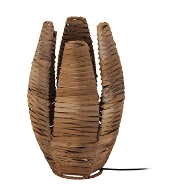 Afbeelding van EGLO Mongu 1 Vintage tafellamp, lichts, Afrikaanse boho, nachtlamp van bast en staal, voor slaap of woonkamer, in natuur/zwart, lamp met schakelaar, E27 fitting