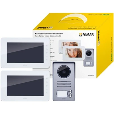 Afbeelding van VIMAR K40991 video deurintercom voor wandmontage: 2 kleuren met 7 inch lcd kleurendisplay, capacitief toetsenbord, audiovide kenteken regenhoes, voedingen standaard
