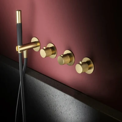 Afbeelding van HotBath Cobber afbouwdeel voor inbouwthermostaat geschikt bad/douche zonder uitloop HBCB7071 Geborsteld Messing PVD