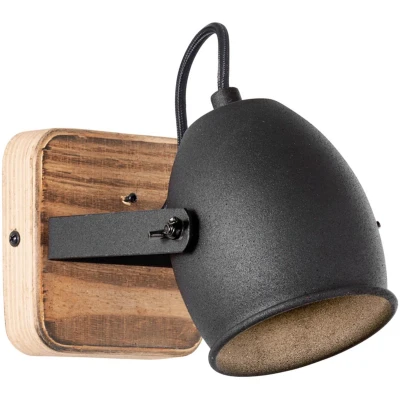 Afbeelding van Leen Bakker Brilliant Wandlamp Crowton Zwart GU10 Wandlampen Bruin Hout