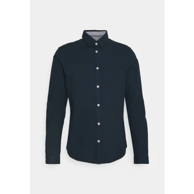 Afbeelding van TOM TAILOR Mannen Slim fit overhemd met structuur 1023881, 10302 Dark Blue, XL