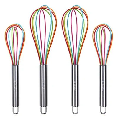 Afbeelding van Webake Siliconen garde keuken ballon handgarde 4 stuks 20,25 cm 25,5 met roestvrijstalen handgreep hittebestendige mini voor mengen, kloppen, roeren