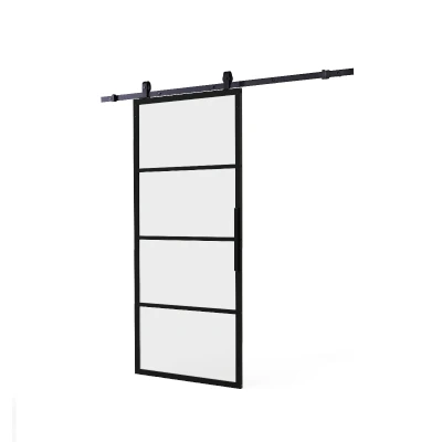 Afbeelding van Intersteel DIY schuifdeur Cubo incl. mat glas 2350mm + zwart ophangsysteem Basic Top