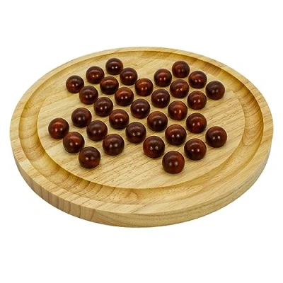 Afbeelding van GICO Houten solitaire spel Solitaire/eenling D23cm bordspel van hout in mooi vormgegeven, stabiele uitvoering. gezelschapsspel voor jong en oud 7961