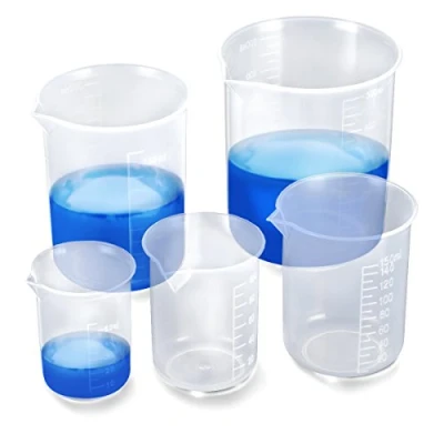 Afbeelding van ZITFRI Maatbekerset van kunststof, 5 stuks, maatbeker 50 ml 100 150 250 500 PP laboratorium met maatstaf mark (transparant)