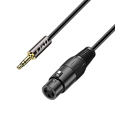 Afbeelding van J&amp;D XLR aan 3.5mm Microfoonkabel, PVC Schelde Vrouwelijke 1/8 inch TRS Mannelijke Evenwichtige Kabel Adapter voor DSLR Camera, Computer Geluidskaart, 2.7 Meter