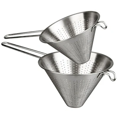 Afbeelding van Menax Set van 2 Chinese Spoelbak Keukenzeef Keukenvergiet Afdruiprek Roestvrijstaal Diameter 14 &amp; 18 cm