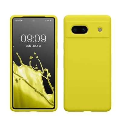 Afbeelding van kwmobile telefoonhoesje geschikt voor Google Pixel 7a Hoesje met siliconen coating Smartphone case in citroengeel
