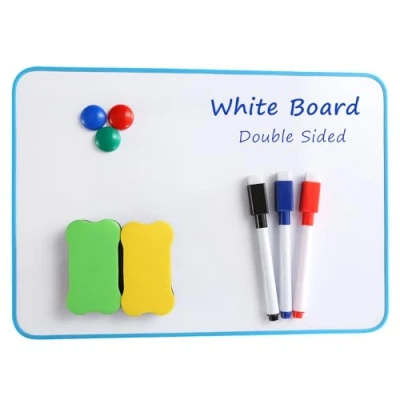 Afbeelding van Magnetische mini whiteboardset magneetwand kinderen in A4 formaat (30 x 21 cm) inclusief droog uitwisbare pennen, magneten en gum. Ideaal voor kinderen.