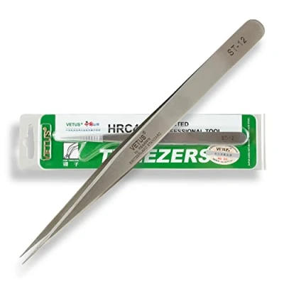 Afbeelding van P Beauty Cosmetic Accessories VETUS wimperpincet voor wimperverlenging ST 12, ideaal individuele wimpers en volumetechniek, inclusief beschermkap (ST 12)