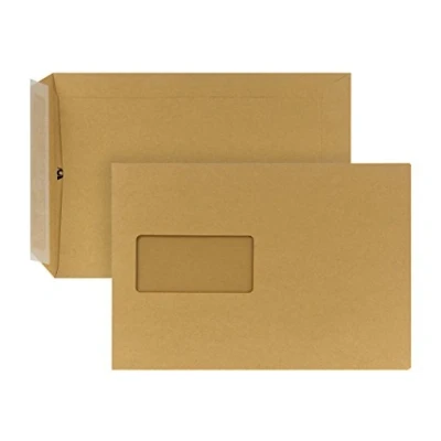 Afbeelding van POSTHORN Verzendtas C5 (229x162mm) zelfklevend met venster bruin 90g 500 stuks