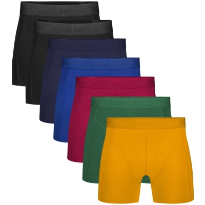 Afbeelding van Bamboo Basics Heren Bamboe Boxershorts Rico (7 pack) Zwart, Navy, Blauw, Rood, Groen &amp; Geel Ton Sur Ondergoed Boxershort Lange pijp Maat S