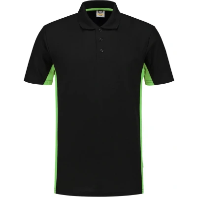 Afbeelding van Tricorp 202004 Poloshirt Bicolor Zwart/Limoen 5XL