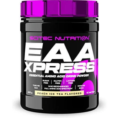 Afbeelding van Scitec Nutrition EAA Xpress Volledig spectrum essentiële aminozuren 3400mg BCAA, 7160mg Glutenvrij, suikervrij, lactosevrij, 400 g, Watermeloen Aardbei