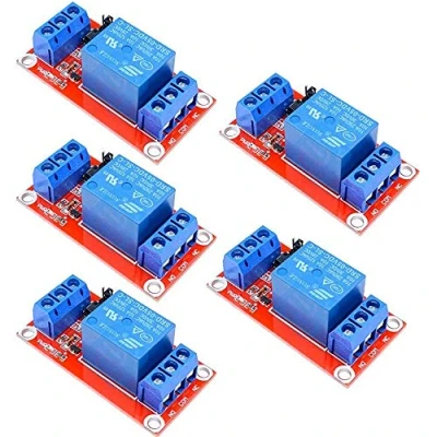 Afbeelding van DollaTek 5 stuks V 1 weg relaismodule met optokoppelaar relay uitbreidingsplaat High en Low Trigger LED waarschuwingslamp (DC 0 V)