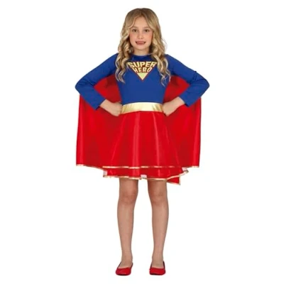 Afbeelding van Guirca Superwoman &amp; Supergirl Kostuum Born To Be A Superhero Meisje Blauw, Rood 5 6 jaar Carnavalskleding Verkleedkleding