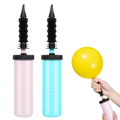 Afbeelding van 2 stuks ballonpomp voor het opblazen van ballonnen, handheld feestjes of evenementen, blauw en roze