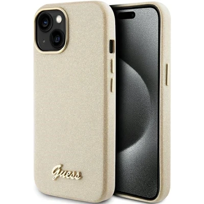 Afbeelding van Guess Glitter Glossy Back Case Geschikt voor Apple iPhone 15 (6.1&quot;) Goud