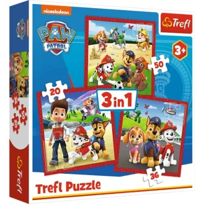 Afbeelding van Trefl Gelukkige honden PAW Patrol 3 In 1 Puzzels, van 20 Tot 50 Elementen Kleurrijke Puzzels Met Sprookjesfiguren, Creatief Entertainment, voor Kinderen Vanaf Jaar