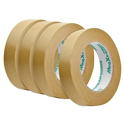 Afbeelding van Wisebom 4 rollen papieren plakband, 25 mm x 50 m, recyclebaar, kraftpapier, verpakkingstape voor verhuizing, schilderwerk, decoratie