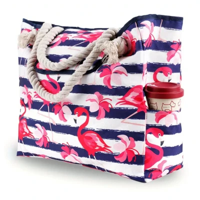 Afbeelding van Nivard Strandtas Ibiza Tas Tote Bag Shopper Flamingo