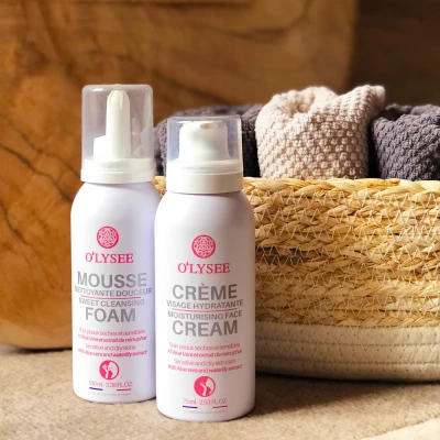 Afbeelding van Biologische hydraterende gezicht set reiniger en creme zuivert hydrateert droge huid 2x75 100ml
