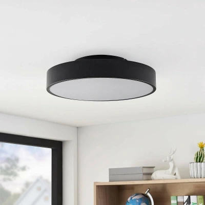 Afbeelding van Lindby LED plafondlamp met dimmer 1licht staal, kunststof H: 10 cm , wit Inclusief lichtbron