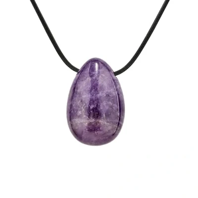 Afbeelding van PURAJA Edelsteen hanger van echte natuursteen: amethist kristallen ketting met druppelhanger incl. edel koord premium helende steen / gelukssteen hoogwaardige mineralen,