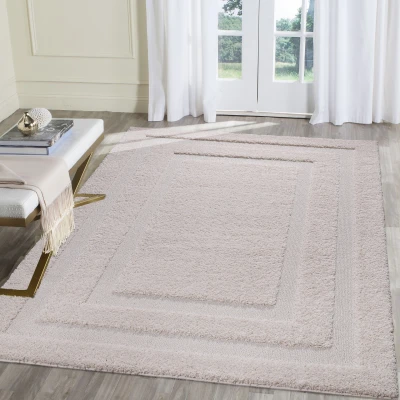 Afbeelding van Luxus Shaggy Hoogpolig Vloerkleed Modern Geometrisch Design Effen Creme Rechthoekig Zacht en Luxe Tapijt Rechthoek Polypropyleen 80x150