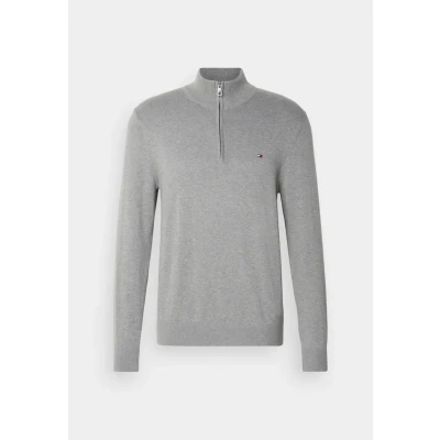 Afbeelding van Tommy Hilfiger Heren Essential Cotton Zip Mock MW0MW37331, Half Trui, Grijs, XS, Grijs (Medium Grey Heather), XS