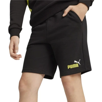 Afbeelding van Puma Shorts Unisex Korte broeken voor kinderen, Maat: 140, Black/lime sheen
