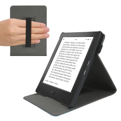 Afbeelding van kwmobile e reader hoesje compatibel met Amazon Kindle Paperwhite 11. Generation 2021 Kunstleren ereader cover stand Meisje boeken in zwart/beige