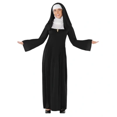 Afbeelding van Fun Shack Vrouwelijk nonnenkostuum, nonnen verkleedkostuum, nonoutfit vrouwen, nonkostuums voor non fancy dress accessoires groot