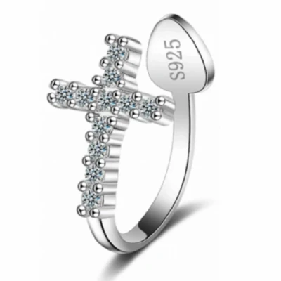 Afbeelding van Zilveren earcuff kruis met zirkonia Charme Bijoux
