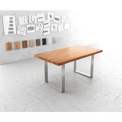 Afbeelding van Eettafel Edge acacia natuur 160x90 XL edelstaal smal Live