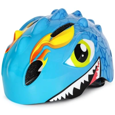 Afbeelding van VICTGOAL Fietshelm voor kinderen, wielrennen, schattige cartoon, 3D, ontworpen kinderhelm fiets, skateboard, rolschaats jongens en meisjes, verstelbare maat (S (50 54 cm), blauw)