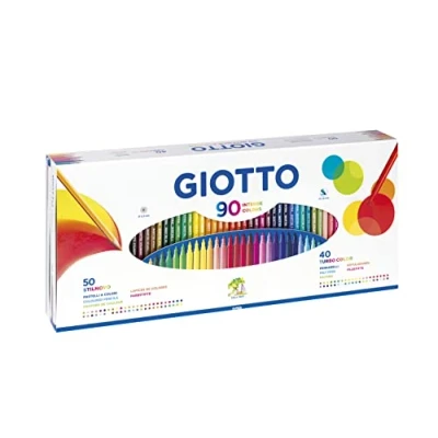 Afbeelding van GIOTTO Stilnovo &amp; Turbo Color doos met 50 kleurpotloden en viltstiften fijne punt + 40 viltstiften, 2,8 3,3 mm, verschillende kleuren