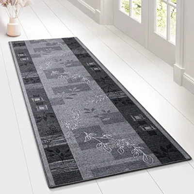 Afbeelding van Floordirekt Tapijtloper, met patroon, fijne lussen, vintage, oriëntaals, 80 x 200 cm, accent grijs