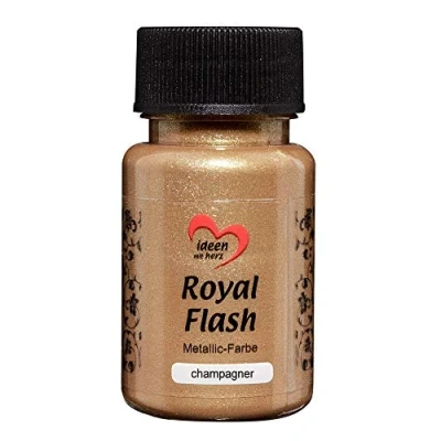 Afbeelding van Royal Flash, acrylverf, metallic, met fijnste glitterdeeltjes, 50 ml (champagne/goud)