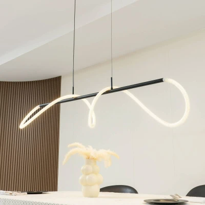 Afbeelding van Lucande hanglamp Kisune, zwart/wit, metaal