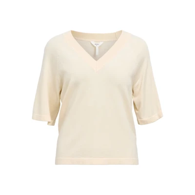 Afbeelding van Object T shirt Objthess 2/4 Lo V neck Knit Top Noo 23045806 Sandshell Dames Maat XS