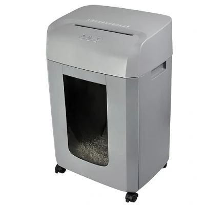 Afbeelding van MONOLITH Professionele papierversnipperaar, hoge veiligheid, micro snede, capaciteit 10 vellen, nietjes en creditcards, snel groot volume, afneembare lade, 23 l, op wielen